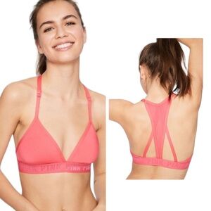 PINK Victoria's Secret Coral Pink Strappy Racerback Sports Bra
